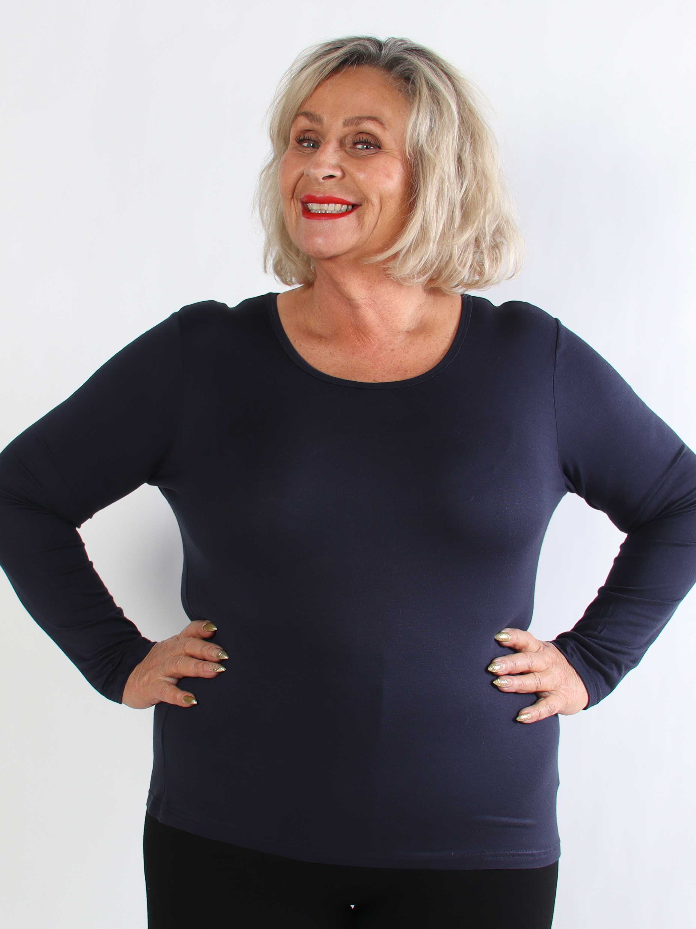 Othilia - Blød langærmet basis bluse